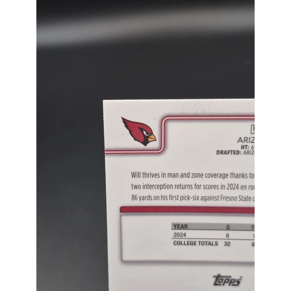 2025 Topps Chrome Will Johnson #349 Topps Logo Refractor (RC) Arizona Cardinals‎